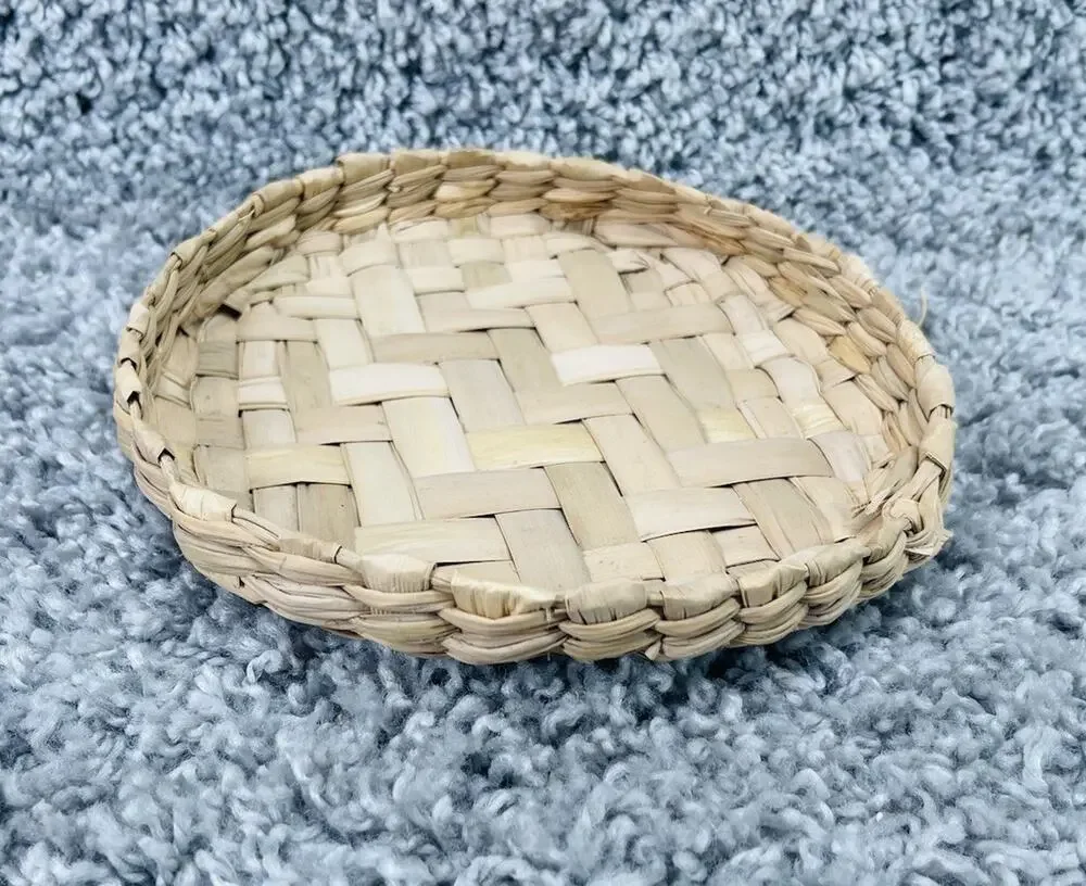 Vintage Natural Grass Round Basket Home Decor Any Room Tray Small 7 In